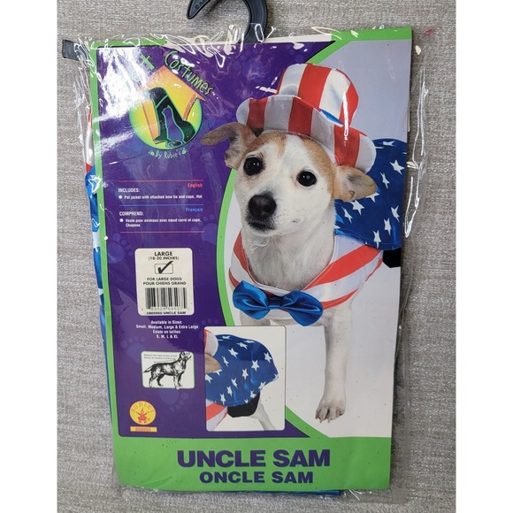 Rubie's Other - Pet Costumes by Rubies Uncle Sam Size Large Dog 4th of July Flag‎ America NEW